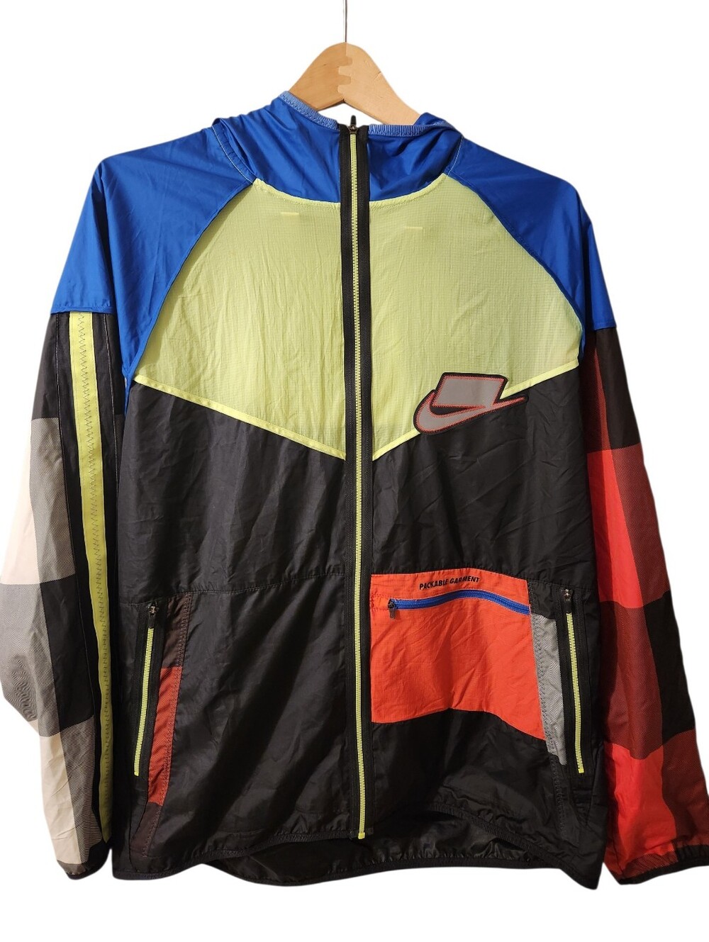 NIKE 'Meekz' Wildrun Running Windbreaker Patchwork Jacket Sz L [BV5570-480]